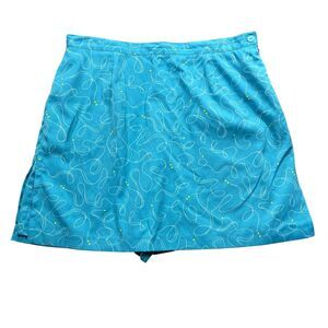 Bette & Court 16 Blue Print Skort Side Zipper Pockets 100% Polyester Golf Tennis